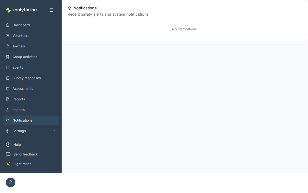 The Notifications page