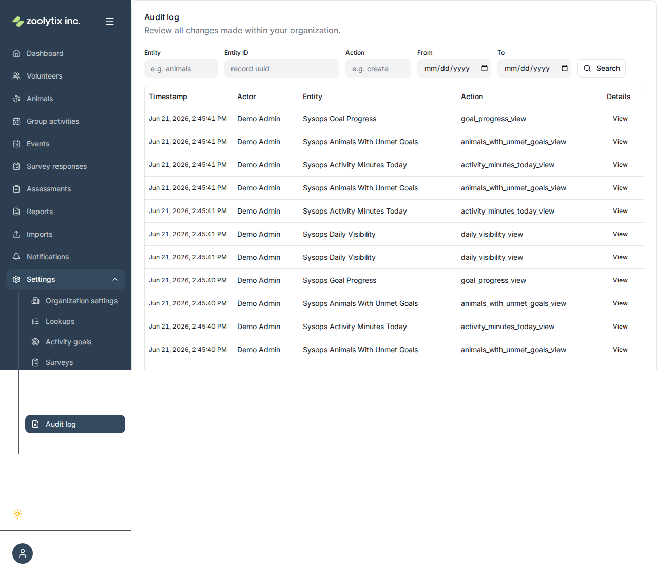 The audit log